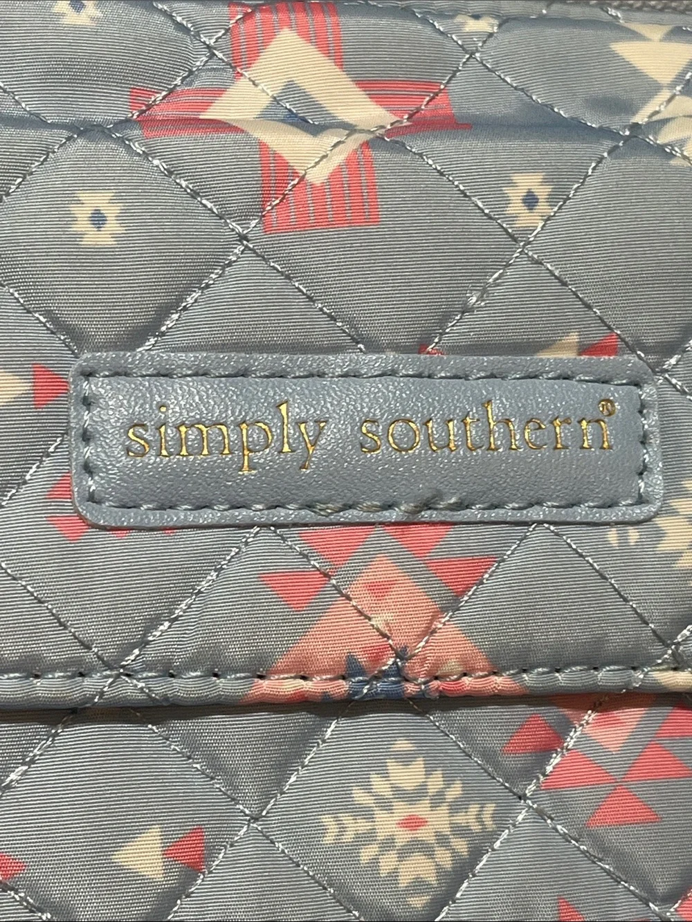 Simply Southern Quilted Wallet Crossbody | Blue Aztec Print | LIKE NEW